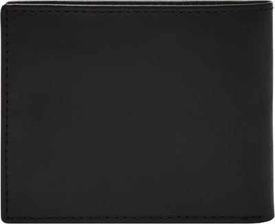 Fossil Men's Derrick RFID-Blocking Leather Bifold Wallet with Flip ID Window Schwarz, Schwarz