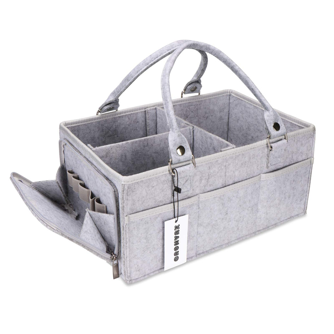 XUANGUO Baby-Windel-Caddy mit Griff, geschlechtsneutral, grosser Aufbewahrungskorb für Kinderzimmer,