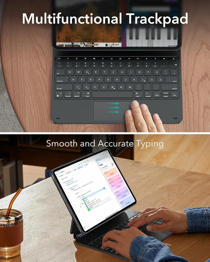 ESR iPad Air 13" (M2, 2024) Hülle mit Tastatur, iPad Air 13 Zoll Tastaturhülle mit Einzustellendem M