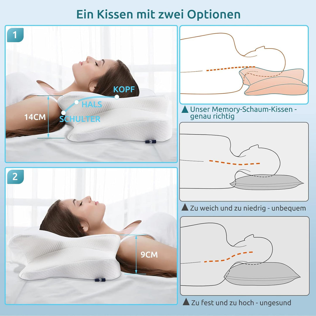 DONAMA Memory Foam Kissen ergonomisches Nackenkissen Kopfkissen Seitenschläferkissen für Seiten, Rüc