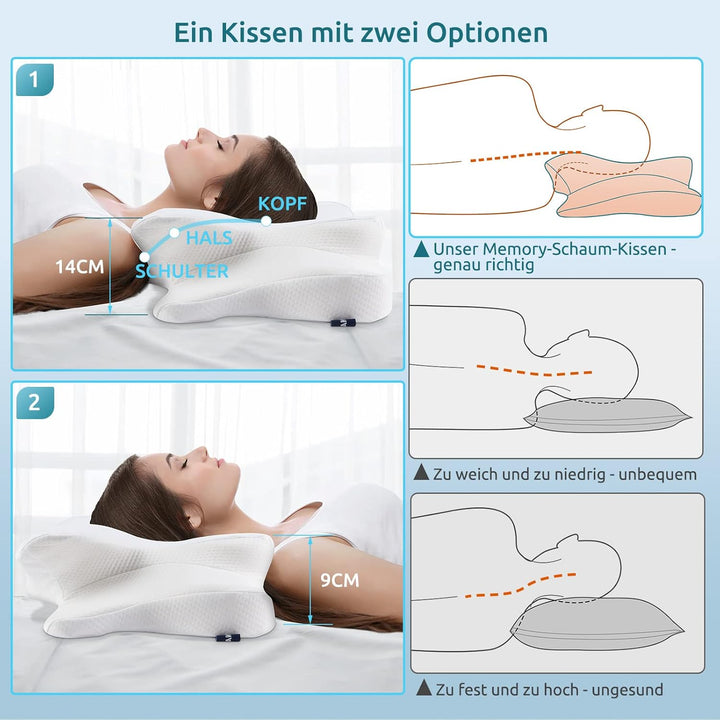 DONAMA Memory Foam Kissen ergonomisches Nackenkissen Kopfkissen Seitenschläferkissen für Seiten, Rüc
