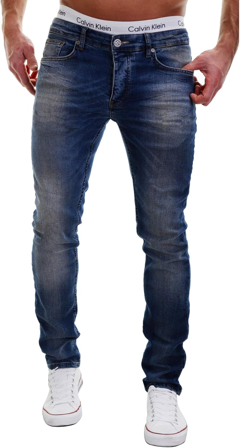 MERISH Jeans Herren Slim Fit Stretch Jeanshose Designer Hose Denim 9148-2100 36W / 34L 501-3 Denim,