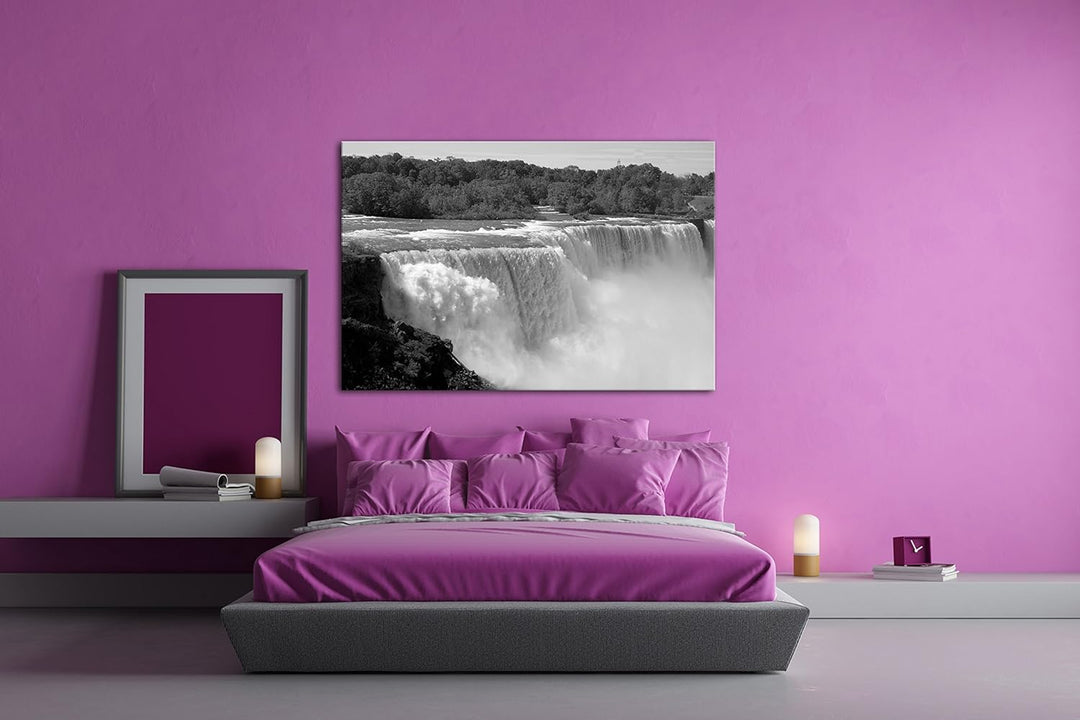 deyoli schöne Niagara Wasserfälle Effekt: Schwarz/Weiss im Format: 80x60 als Leinwandbild, Motiv fer