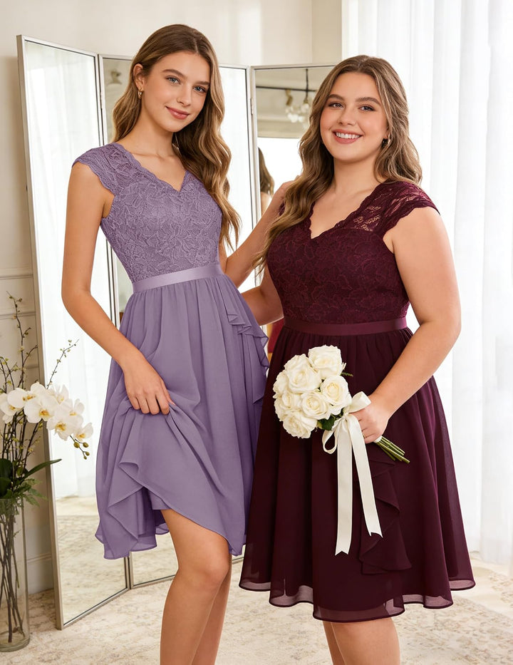 Wedtrend Cocktailkleid Damen Knielang Abendkleid Elegant für Hochzeit Elegant A Linie Rüschenkleid T