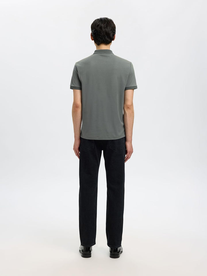 Selected Homme Male Polo Shirt Zipper, Agave Green