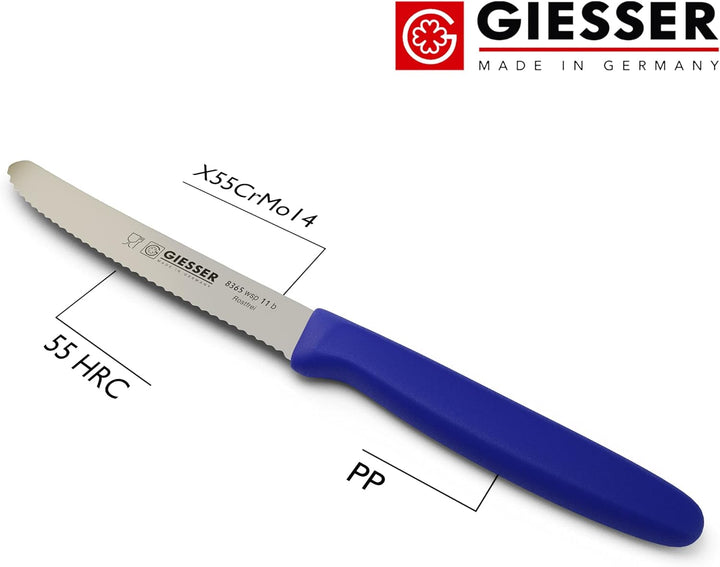 Giesser seit 1776 - Made in Germany - Tomatenmesser 6er Set blau, Klinge 11 cm, rutschfest, kleines