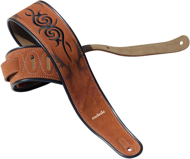 YUEKO Leathers Deluxe Gitarrengurt aus weichem italienischem Leder, superweiche Rückseite aus Wildle