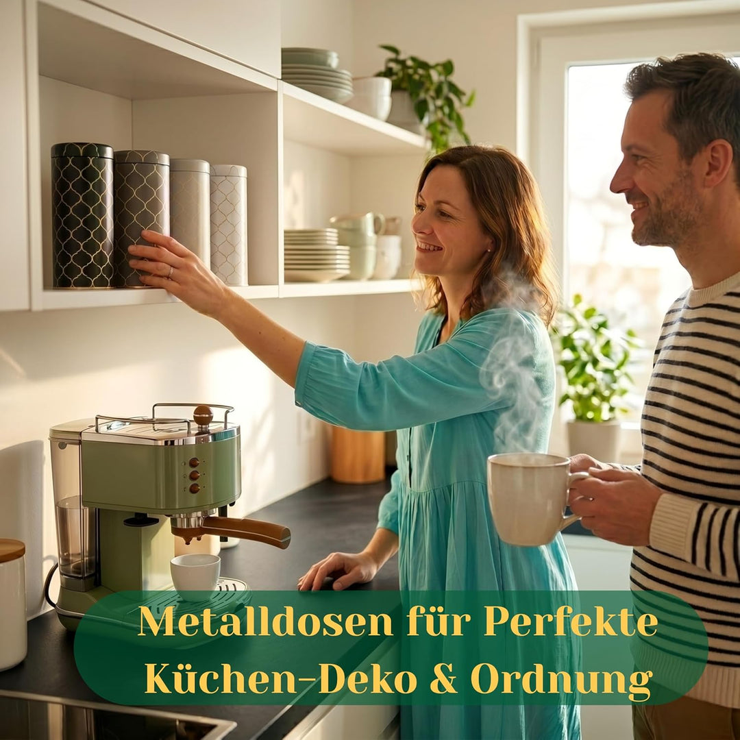 4er-Set Metall-Aufbewahrungsdosen mit Deckel für Kaffeepads, losen Tee & Kaffeebohnen – Aromadicht &