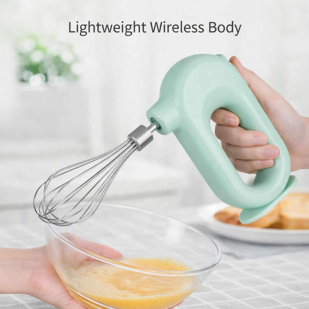 Elektrischer Handmixer, 1500mAh Wiederaufladbar Elektrischer Schneebesen, 4 Gang Einstellbarer Kabel
