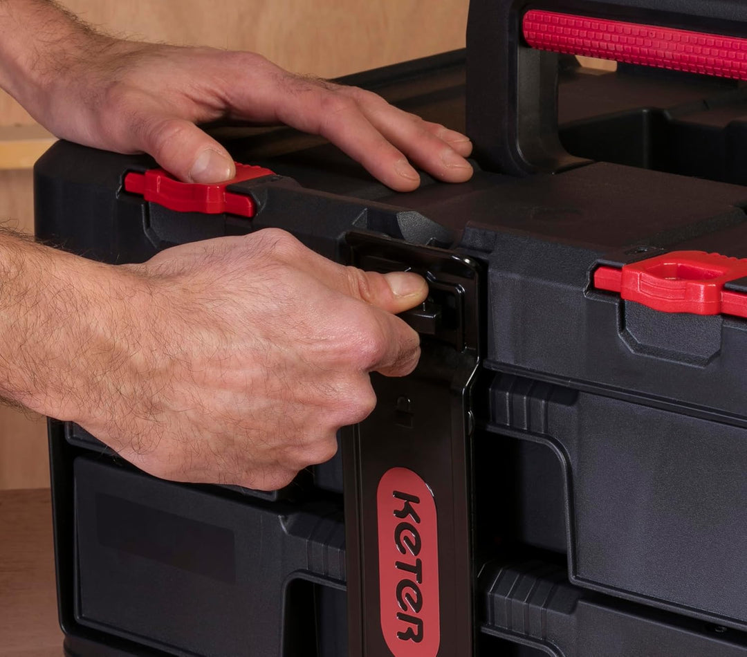 Keter Stack & Roll 253384 Werkzeug-Aufbewahrungseinheit mit 2 Schubladen Werkzeugschrank mit 2 Schub