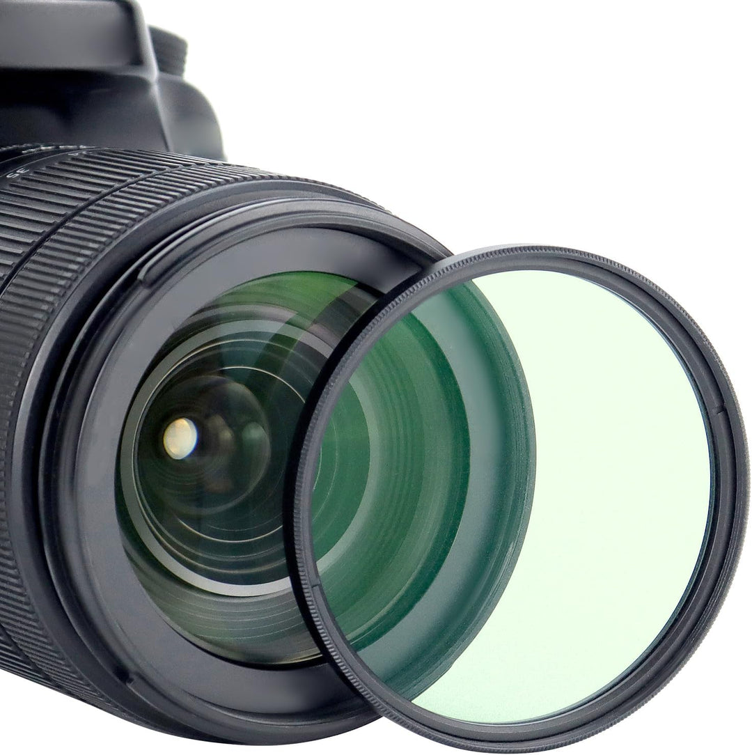 QWORK 67 mm Polfilter - 1/4 Filter Schwarze Diffusion Kinoeffekt - Optisches HD-Glas mit Nanobeschic