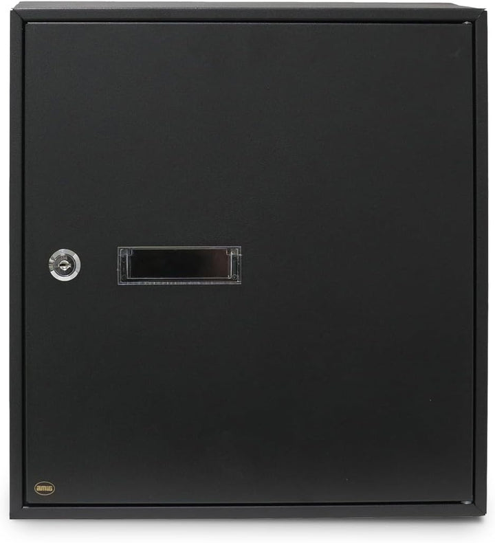 Amig 12372 - Innentür-Briefkasten Modell 6, aus Stahl, Farbe Schwarz, Masse 40 x 36 x 10 cm, DIN-A4-