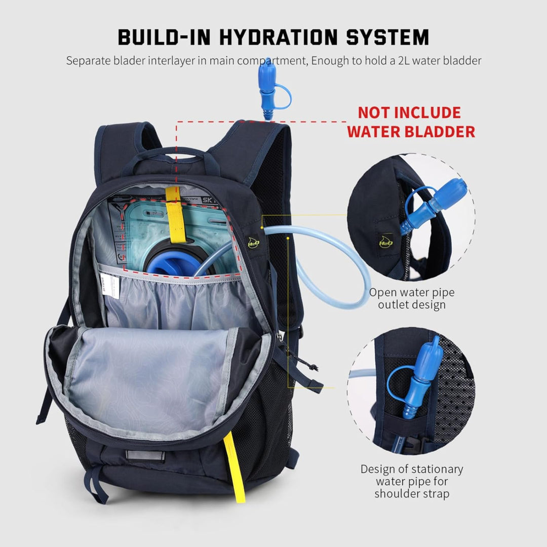 SKYSPER Leicht Wanderrucksack Klein Rucksack mit Rückenbelüftung Trekkingrucksack aus atmungsaktivem