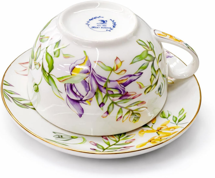 Porcelain Tea for One Set Beautiful Flower Ceramic Teapot with Cup Gifted Box (Tulip), Tulip