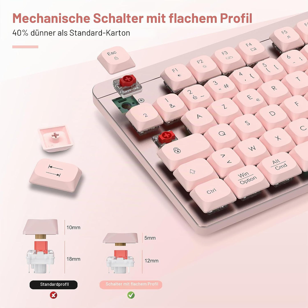 LeadsaiL FA98 Mechanische Tastatur, kabellos, mit Tastatur und Maus mit rotem Schalter, französische