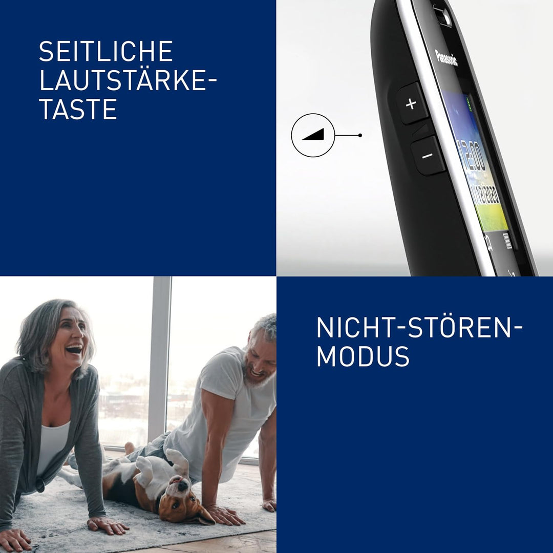 Panasonic KX-TGH722GS Schnurlostelefon Duo mit Anrufbeantworter (DECT Telefon, strahlungsarm, Farbdi