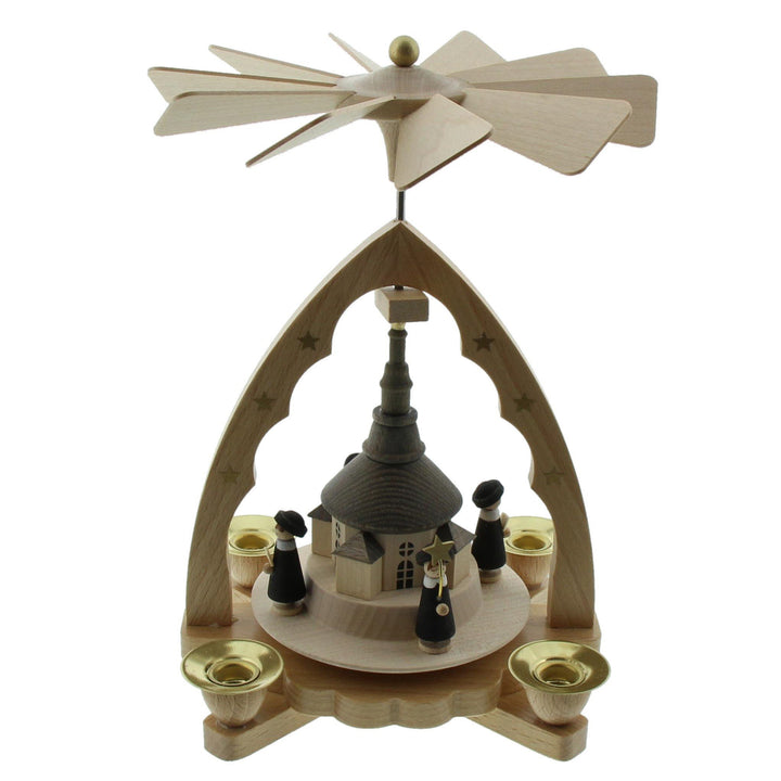 Richard Glässer Seiffen Weihnachtspyramide, Natur, 18 cm hoch