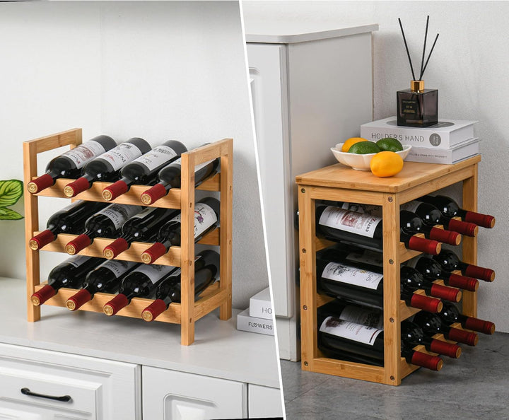 VASMIA Weinregal aus Bambus für 24 Flaschen, Flaschenregal mit 6 Etagen für Keller,Küche, Bar, Esszi