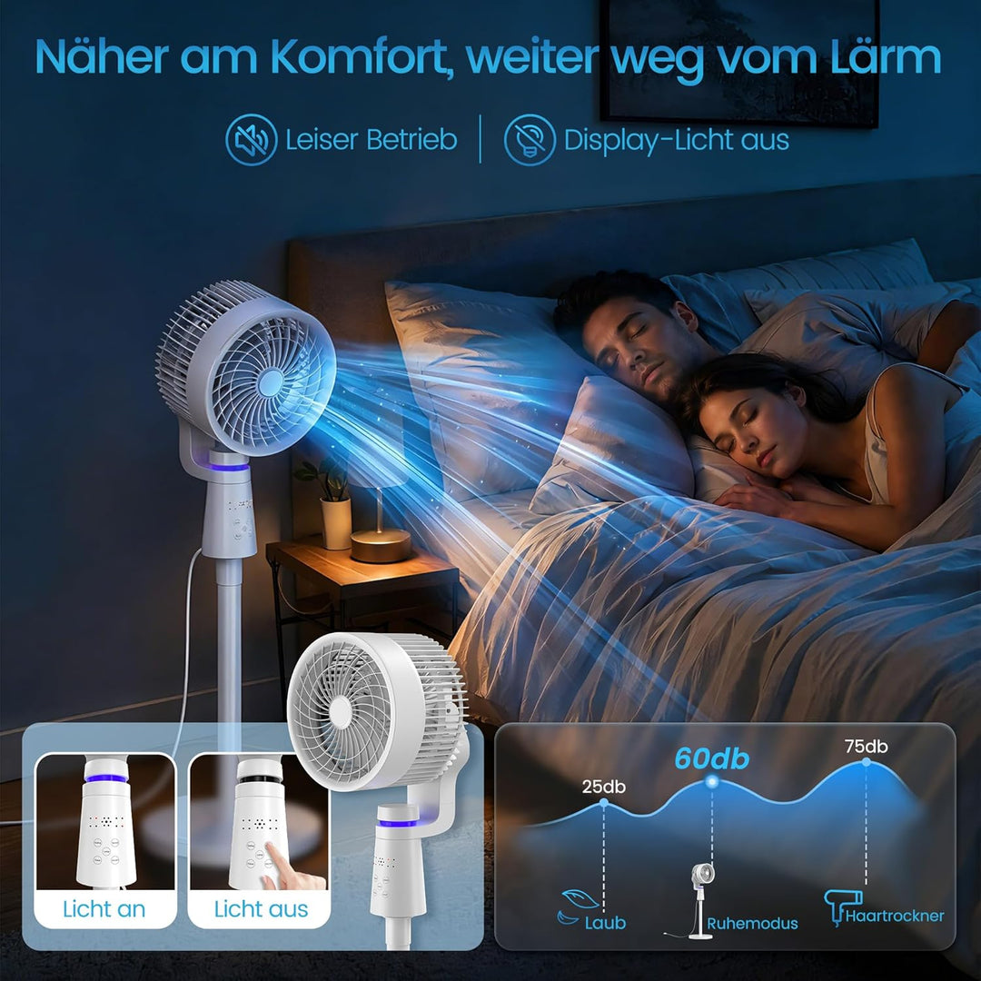 LZQ Standventilator leise 40W Turmventilator mit Fernbedienung, 3 Stufen & 3D Oszillation, Bodenvent