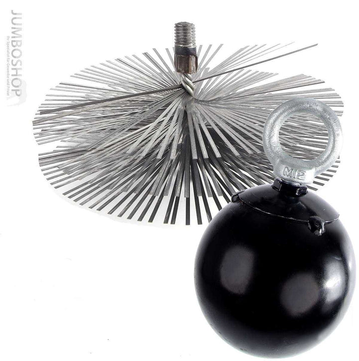 HOLZBRINK 130mm Kaminbesen FEDERSTAHL + Zuggewicht - Kehrbesen Zugbesen Russbesen Schornsteinfeger B