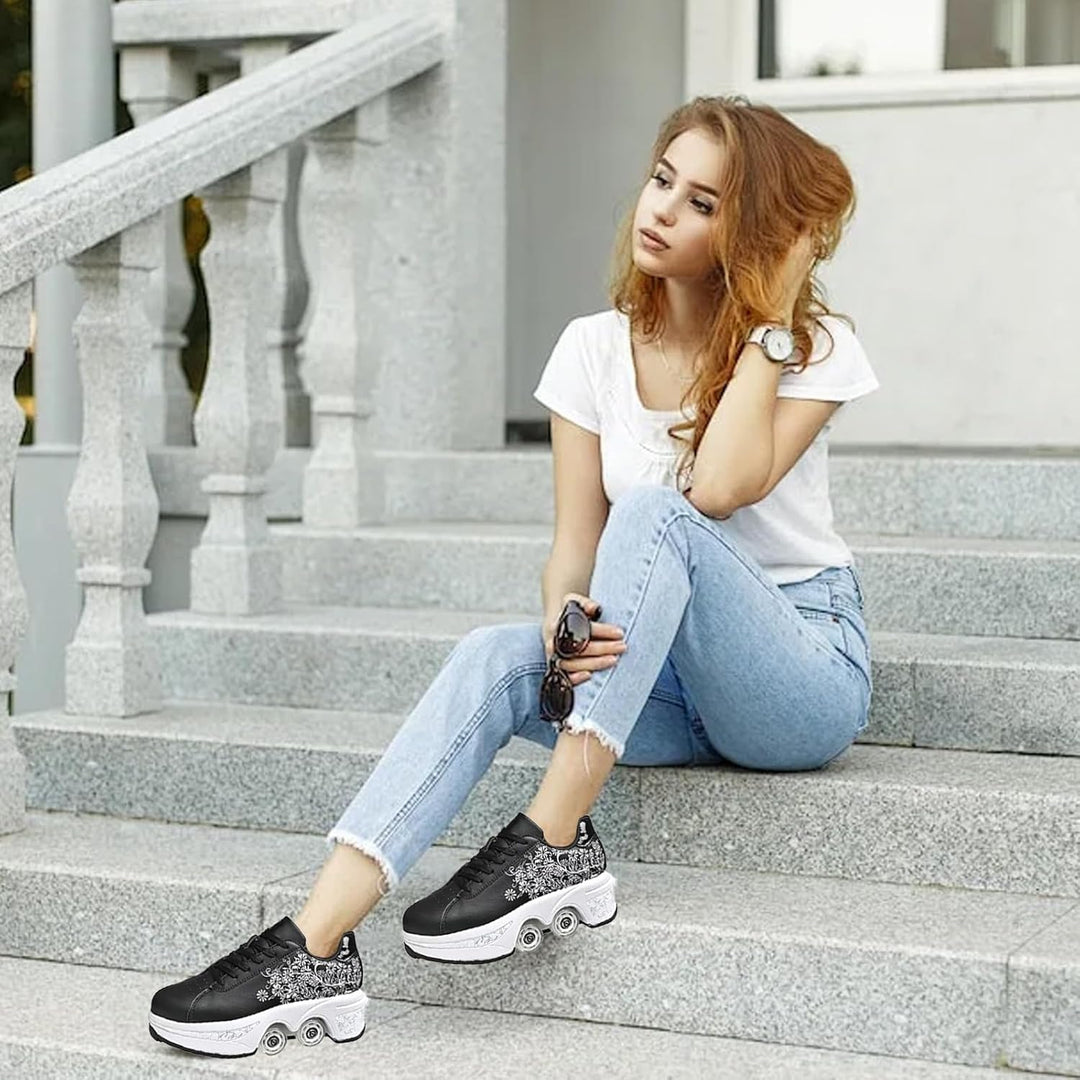 Rollschuhe für Mädchen, Sneaker, Roller, Skateboardschuhe, Sneaker, mit Rollen, Sport, Gymnastik, Mo