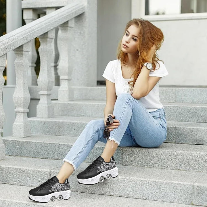 Rollschuhe für Mädchen, Sneaker, Roller, Skateboardschuhe, Sneaker, mit Rollen, Sport, Gymnastik, Mo