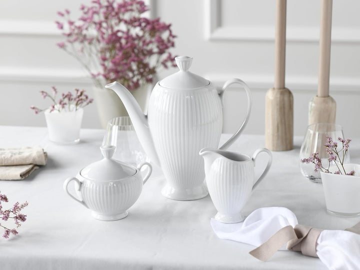 CreaTable 21881 Serie Valenica Geschirrset, Kaffeegarnitur aus Porzellan, Porcelain, Weiss Weiss 3-t