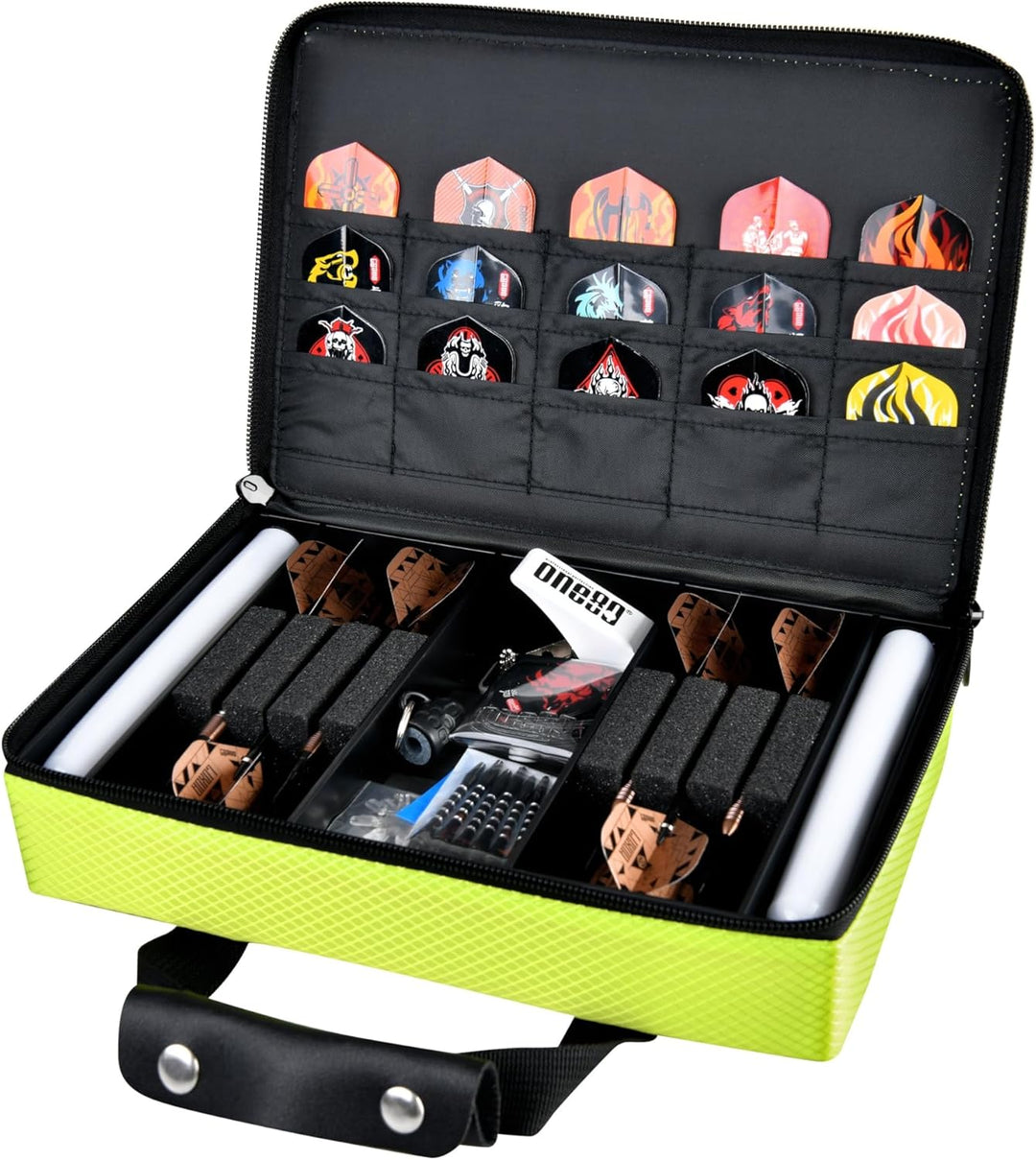 ONE80 Dart Master Box - Moderne Farben, Platz für 6 Darts und Viel Zubehör (Neongrün), Neongrün