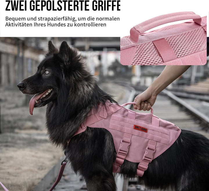 OneTigris Anti Zug Hundegeschirr Mittelgrosse Hunde, AIRE MESH Taktisches Geschirr mit 2 Griff & 3 D