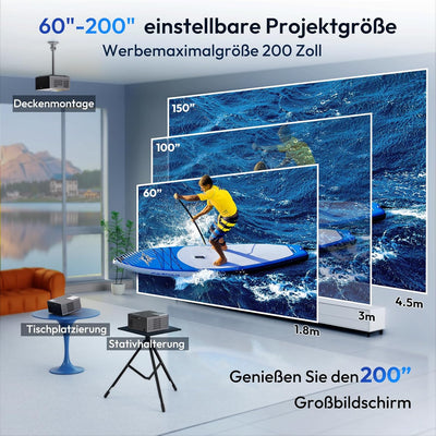 Android 11 & Electric Focus: Smart Projector Full HD XGODY Sail2 500ANSI Native 1080P Bluetooth WiFi