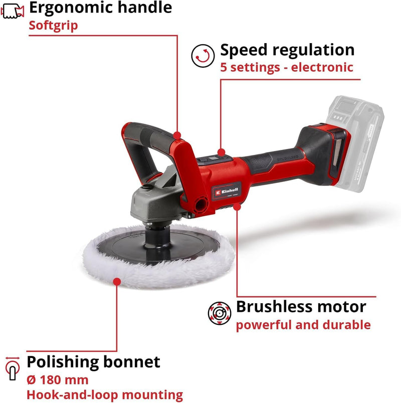 Einhell Akku-Polier- / Schleifmaschine CE-CP 18/180 Li E-Solo Power X-Change (Lithium-Ionen, bürsten