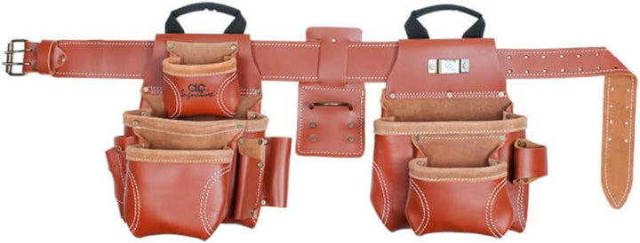 CLC Custom Leathercraft 21448 Pro Framer's Combo System Werkzeuggürtel, 15 Taschen, Braun, 4-teilig