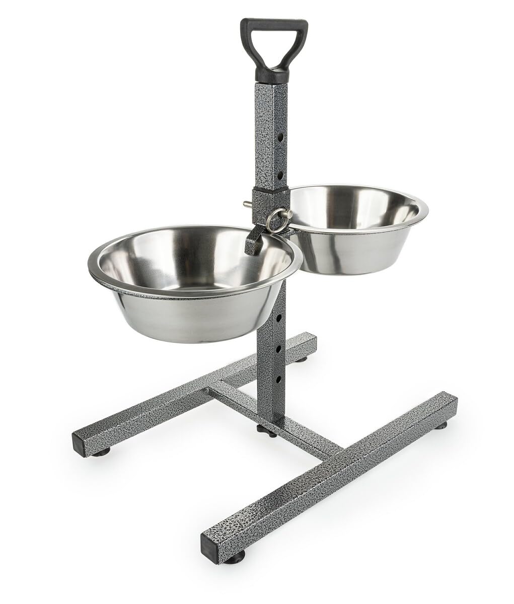 Happet Edelstahl Futternapf Futterbar Wassernapf Fressnapf Napfständer HUNDEBAR Ständer 29 cm, 29 cm