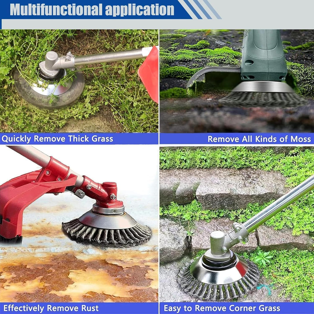 Unkrautbürste Freischneider, Universelle Wildkrautbürste für Motorsensen 25,4 mm Bohrung Drahtbürste