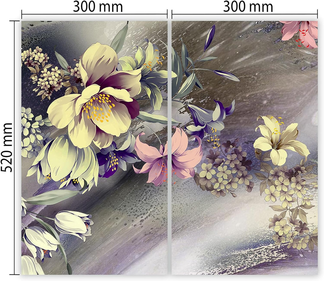 SmartDecoration Herdabdeckplatte Ceranfeldabdeckung aus Glas 2 x 30x52 cm Zweiteilig Motiv "Bild" Gr