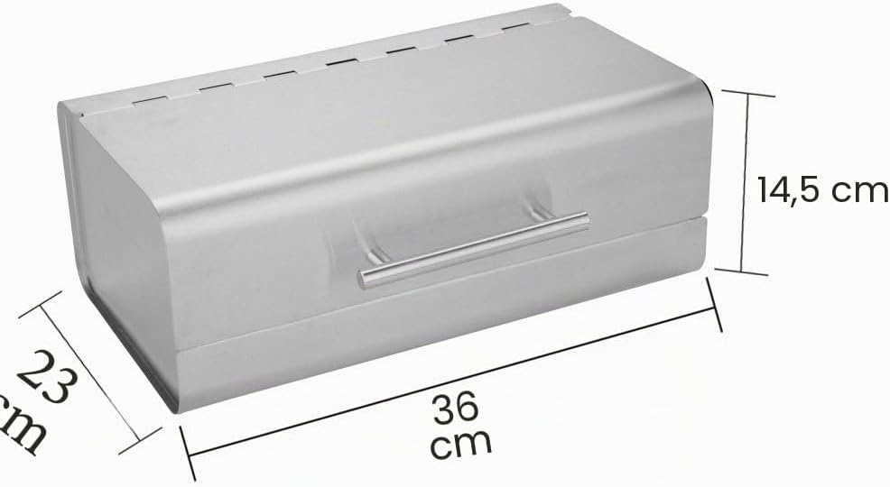 HAC24 Design Edelstahl Brotkasten Silber Metall Brotbox Brotkiste Brotbehälter Brot Kiste Box Aufbew