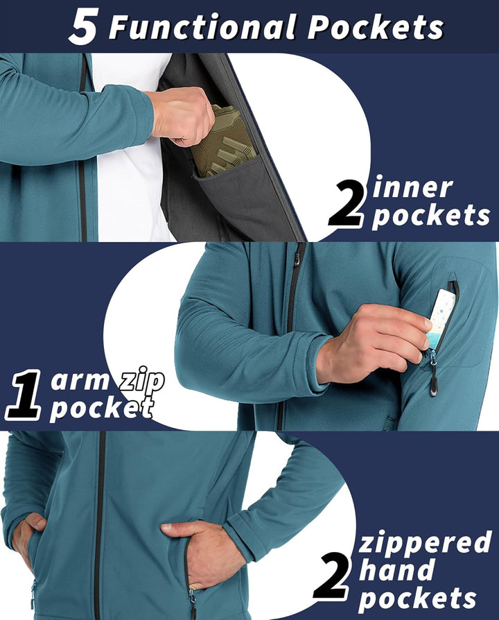 33,000ft Jacke Herren Wasserdichte Atmungsaktiv Softshelljacke - Übergangsjacke Winddichte Regenjack