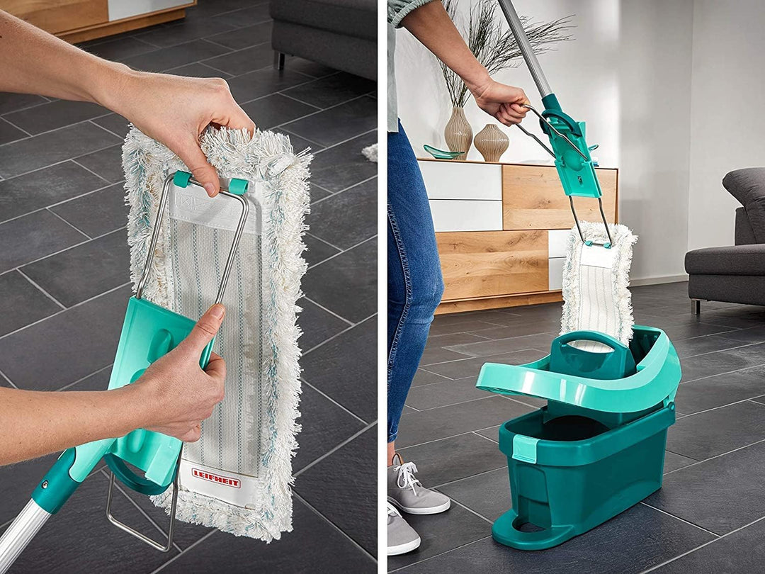 Leifheit rückenschonender Bodenwischer Profi XL Micro Duo inkl. Ersatzbezug Micro Duo aus Mikrofaser