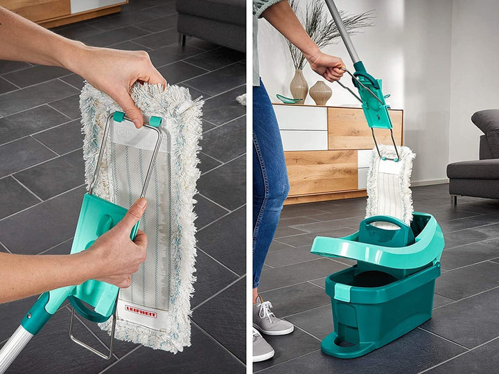 Leifheit rückenschonender Bodenwischer Profi XL Micro Duo inkl. Ersatzbezug Micro Duo aus Mikrofaser