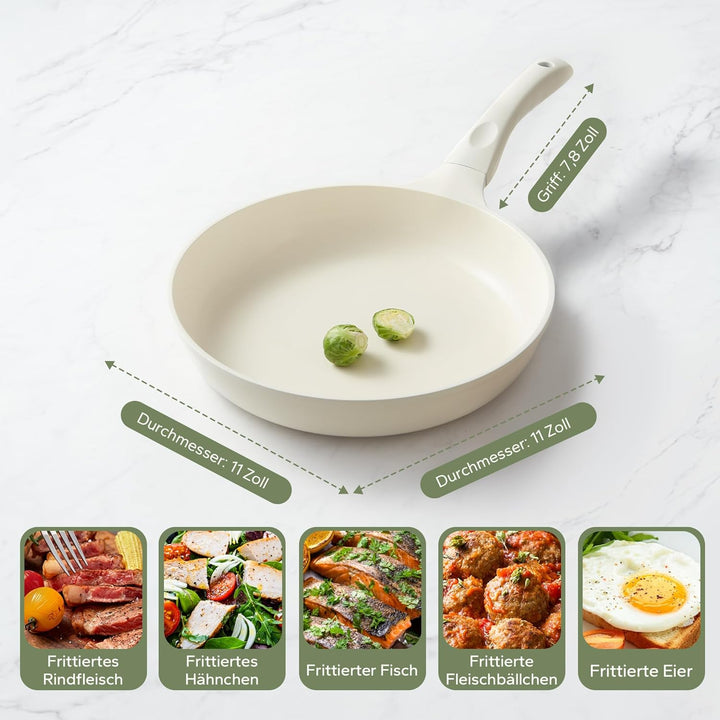 Redchef Keramik Pfanne 28cm Antihaft Beschichtet, Bratpfanne Induktion, Omelette Pfanne, Kochgeschir