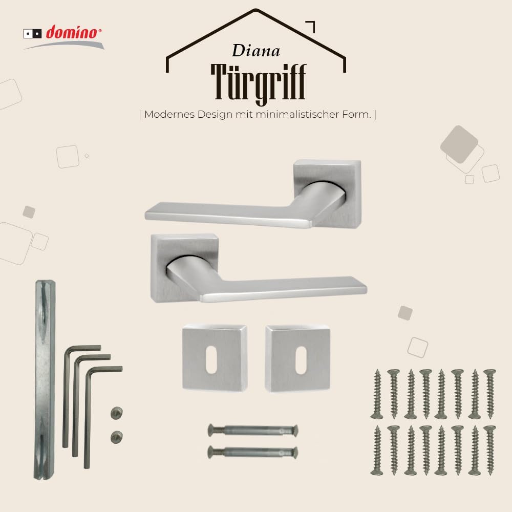 domino Türgriff DIANA-QR M6 BB-Buntbart Drückergarnitur für Zimmertüren Türdrücker-Set Rosetten-Garn