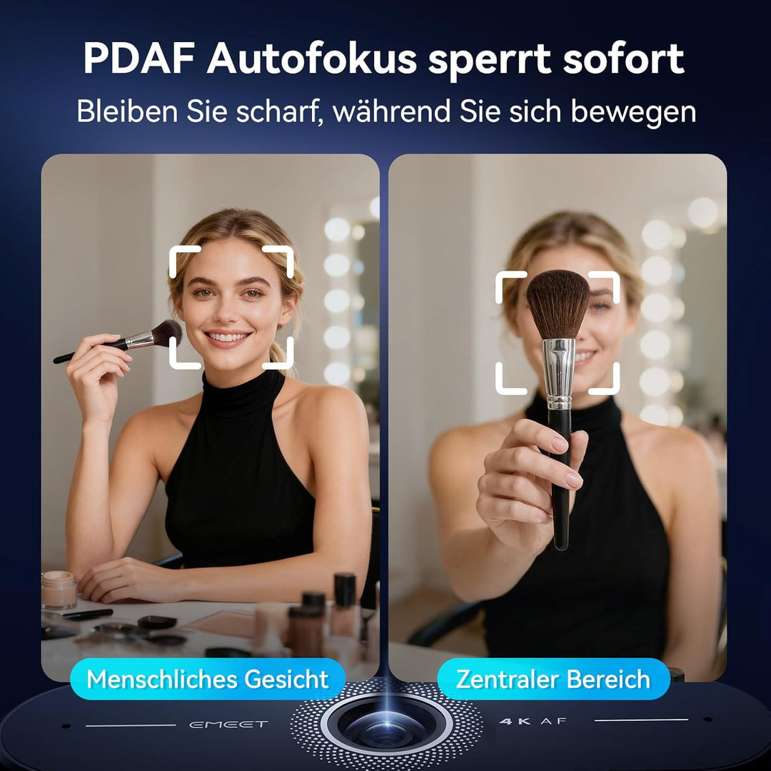 EMEET C60E 4K Webcam für Streaming & Gaming, PDAF-Autofokus, Dual-Mikrofone, Live-Streaming-Kamera m