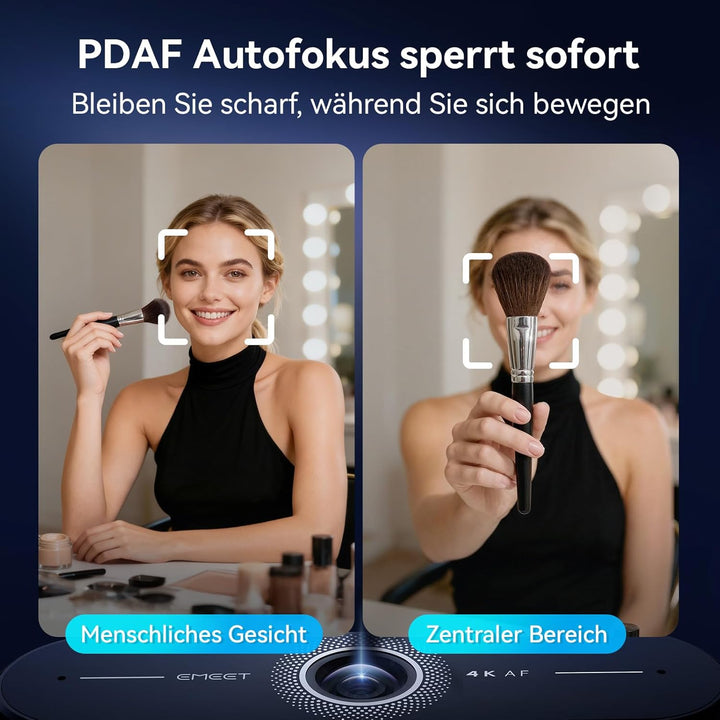EMEET C60E 4K Webcam für Streaming & Gaming, PDAF-Autofokus, Dual-Mikrofone, Live-Streaming-Kamera m