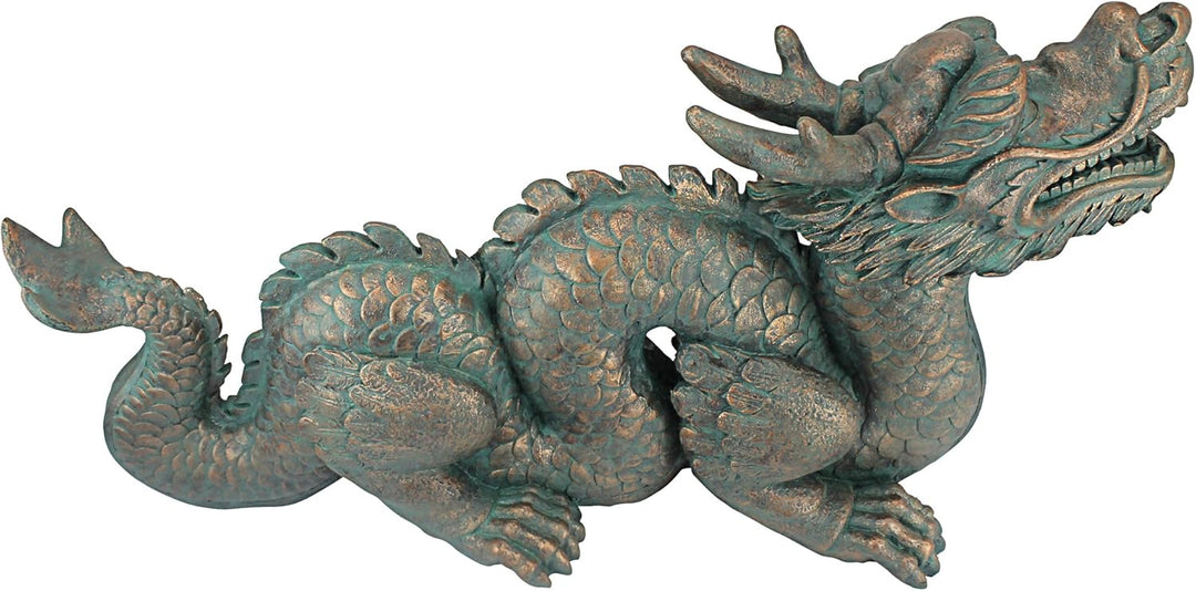Design Toscano AL25253 Wandskulptur Asiatischer Drache der Grossen Mauer: Gross, Harz, grün, 23 x 75