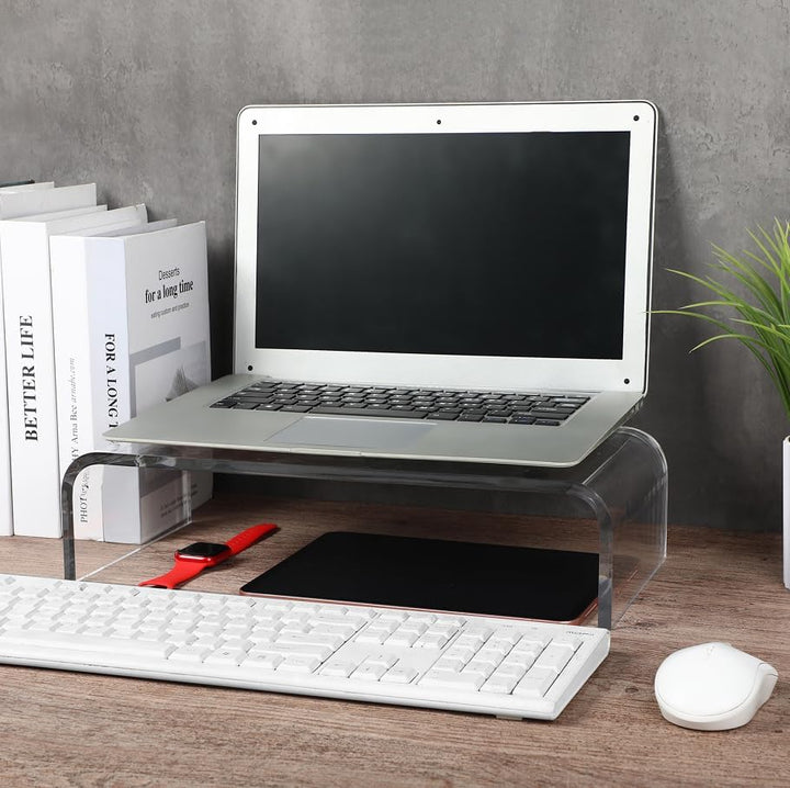 Windfromort Acryl Monitorständer - Bildschirmerhöhung aus Acryl - Transparenter Schreibtisch-Monitor