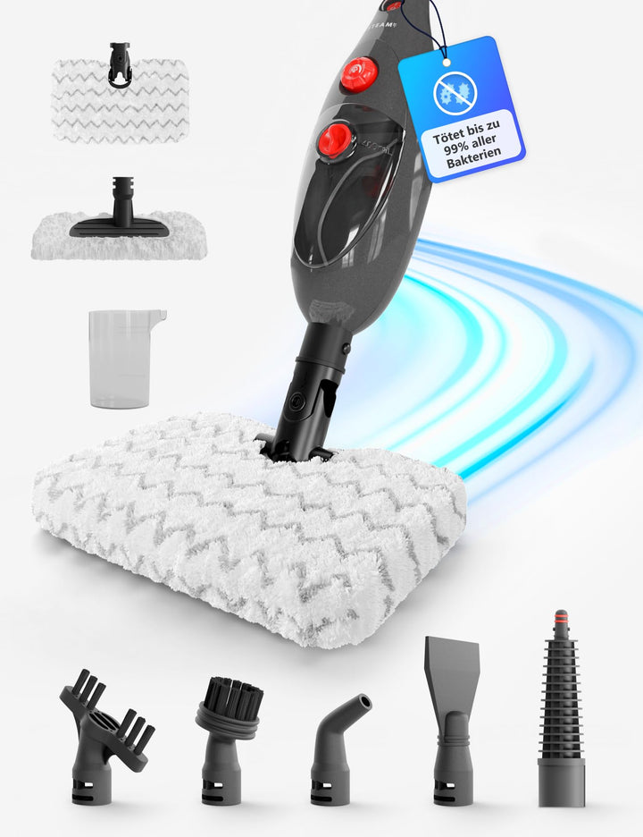 Dampfreiniger Steam-It Max – 7 in 1 – Für Boden & Fenster – Auch als Handdampfreiniger nutzbar – Kab