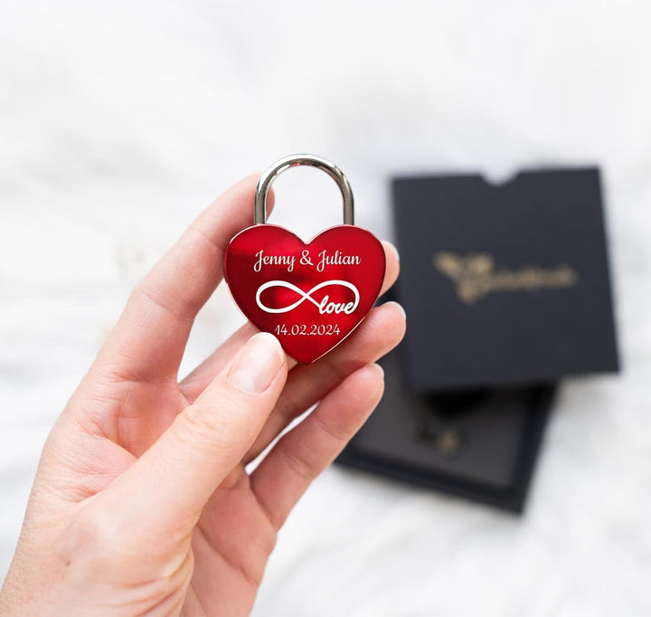 Geschenkfreunde Liebesschloss mit Gravur und Schlüssel - Vorhängeschloss mit Gravur - personalisiert