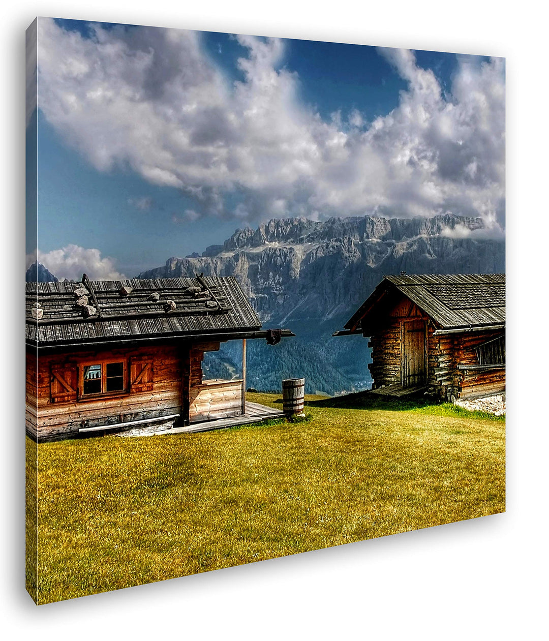 deyoli Alpen Holzhütten Format: 70x70 als Leinwandbild, Motiv fertig gerahmt auf Echtholzrahmen, Hoc
