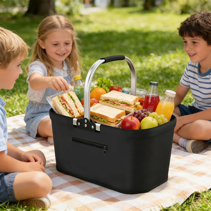 Faltbarer Einkaufskorb 30L Tragekorb Grosser Picknickkorb aus 600D Oxford-Stoff, wasserabweisend Ein