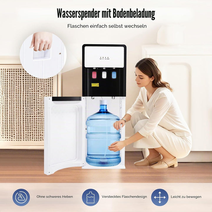 500W Wasserspender Bodenstehender Wasserspender mit Thermostat Schutzfunktion Kalt Heiss Doppelfunkt
